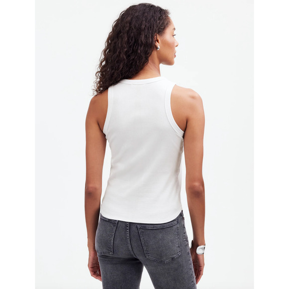 Madewell Regenerative Cotton Ribbed Cutaway Tank Top Basics White XXL NWT - Picture 3 of 12